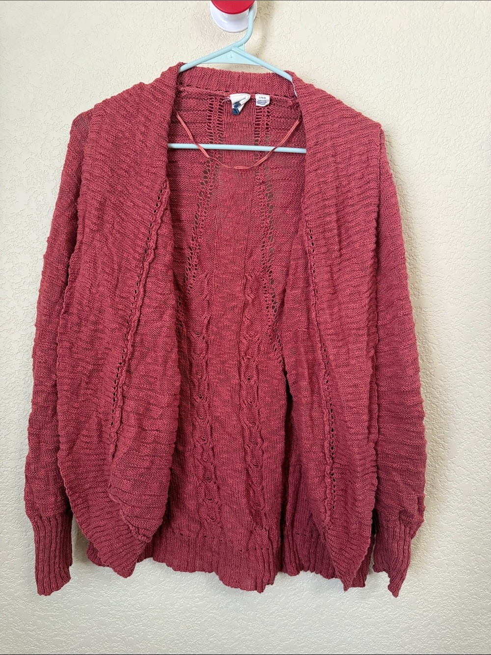 Roxy Open-Front Cable Knit Cardigan - Rose